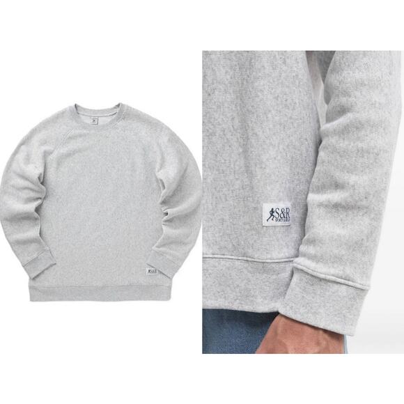 Sporty & Rich Logo Patch Sweatshirt Light Gray 300$ Cozy Lounge Relaxed Minimal - Picture 1 of 7
